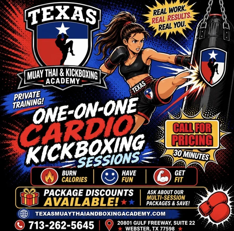 One-on-one cardio kickboxing sessions poster